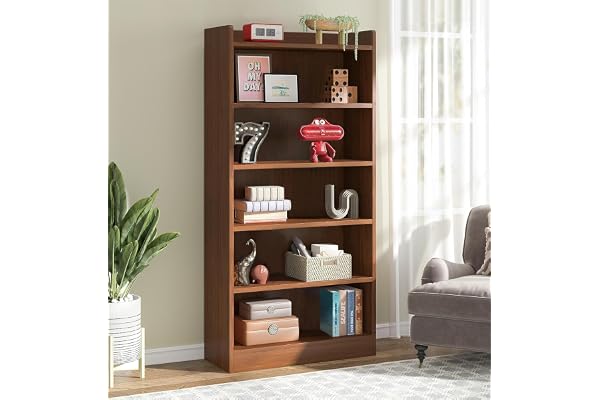 Lukzer Engineered Wood 6 Tier Bookcase Open Book Shelf Storage Cabinet (MR-007 / Brown Oak / 134 x 24 x 71cm) DIY(Do It Yourself)