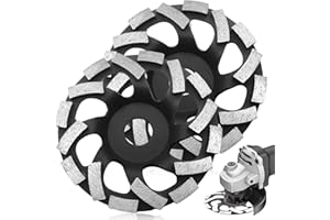 GOMETY 2 pcs Meules Diamantées 125 mm x 22,2 mm Double Rangée, Disques Diamant à Béton, Pierre, Granit, Maçonnerie, Compatible Meuleuse d’Angle pour Ponçage et Meulage Noir