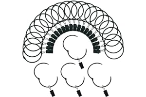 TXZWJZ Curtain Rings with Clips 1 Inch Interior Diameter Openable 24 Pack Rustproof Metal Hangers Ring Decorative Drapery Vintage Black