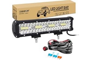 RIGIDON 12 pollici 30 cm 240 W LED barra luminosa e 12 V kit di cablaggio, barre luminose LED per off road camion auto ATV fuoristrada 4x4 veicoli, lampada di guida 6000 K, impermeabile