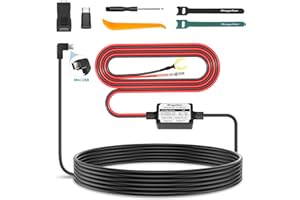 Range Tour Dash Cam Hardwire Kit, Hard Wiring Kit for Car Cam with Mini USB/Micro USB/USB-C Port 4m Car Charger Power Cord 12V/24V to 5V Charger Cable with 4 Power Adapters 3 Fuses for Dashcam GPS etc