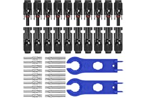 GTIWUNG 10 Pares Solares Conector Macho & Hembra,Conectores de Cable de Panel para Placas Solares Fotovoltaico + 2 Pcs Spanner