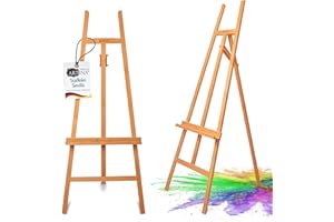 ‎ARTINA Artina Holz Staffelei klappbar – hochwertige & massive Atelierstaffelei aus Buchenholz für Keilrahmen bis 120 cm Höhe – Staffelei Holz Groß mit Malauflage für Künstler - Sevilla