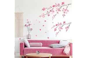 DECOWALL DS6-2003 Fleurs de cerisier aquarelle Autocollants Muraux Mural Stickers Chambre Enfants Garderie Salon wall adhsif maison dcalcomanies