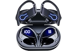 EUQQ Auriculares Inalambricos Bluetooth Deportivos - Cascos Inalámbricos con IP7 Impermeable, 120 Horas de Reproducción, para Running y Gym