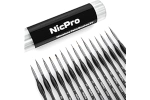 ‎NICPRO Nicpro Feine Detail Pinsel Set, 15 Stück professionell Modellbau Pinsel für Aquarell, Öl, Acryl, Bastelmodelle, Felsmalerei und Malen nach Zahlen, mit Aufbewahrungstasche, Schulmalpinsel
