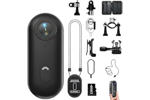 GENERIC 4k Action Camera, Portable Vlogging Camera with 64GB/128GB Memory Card, Thumb Size Hands-Free Recording, Waterproof Case for Daily Use (4K Premium Kit + 128 GB Memory Card)