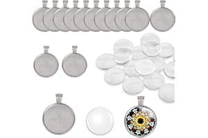 DAHI Ciondolo lunetta rotonda vassoi con 25 mm rotondo cupola vetro piastrelle cameo trasparente