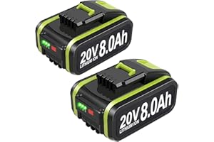 TERARRELL 2 Stück 8.0Ah Ersatzakku für Worx Akku 20V WA3553 Li-Ion Akku Wiederaufladbar für Worx 20V Akku WA351 W3553 WA3572 WA3553 WX390 WX176 WX178 WU268 WX166.4 WX372.1 WX800 WG259E