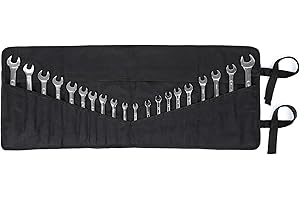 DENIFITER Werkzeugrolle, werkzeug rolltasche Rolltasche für Schraubenschlüssel und Werkzeuge, gewachstes Segeltuch, strapazierfähig, kleine Handwekzueg-Roll-Organizer, Schwarz