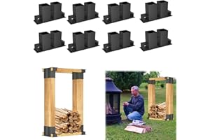 LZQ Holzstapelhilfe 8 Stück Feuerverzinkt Holz Stapelhilfe für Brennholz, Stabile Holzstapelhalter für Kaminholz Gestell Holz, für Innen- und Außenbereich