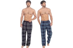 INSIGNIA Mens Pyjamas Lounge Pants Cotton Check Bottoms 2 pack