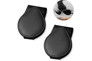 LONIMIA Soporte para gafas de coche de piel para gafas, 2 unidades, para el coche, soporte para gafas de sol, soporte de piel para coche, ticket, clip para gafas, regalo para amigos, familia, color negro