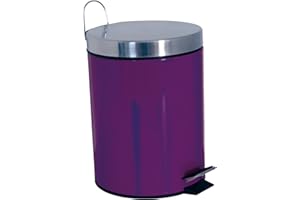 MSV Poubelle à cosmétiques Acier Inoxydable Violet avec Récipient intérieur Amovible Salle de Bains Poubelle à pédale Boîte à ordures – 3 litres
