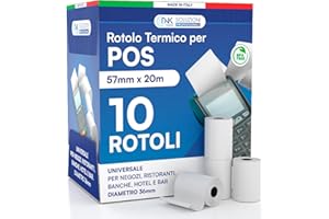 DNK TRADE 10 Rotoli pos in carta termica di alta qualità 57x20, ideali per i dispositivi POS Nexi, Nexa, Sumup e altri dispositivi POS compatibili. (10)