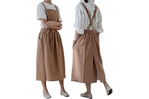 CPTDCL Grembiule da donna in cotone e lino, impermeabile, per la pulizia del giardino, per cucina, fiori, caffetteria, negozio