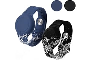 TOYMIS 2 Pièces Support pour Airtag Enfant, Étanche Doux Silicone Bracelet pour Airtag Enfant Anti-Perte Réglable Bracelet de Montre Enfants pour Marquage de Suivi GPS (Bleu, Noir)