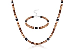 Kakonia Conchiglia Collana per Uomini Puka Sea Shell Collana Surfer e Braccialetto Collare Perline Collare Portapacchi e Braccialetto Gioielleria da Spiaggia Estiva