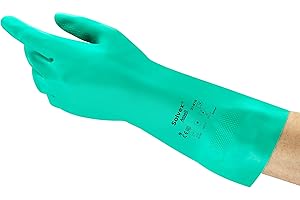 Ansell AlphaTec 37-676 Guanti da Lavoro in Nitrile, Resistenti a Sostanze Chimiche Aggressive e all'Abrasione, Impermeabili e Riutilizzabili, Alta Protezione Chimica, Verde, Taglia M (12 Paia)