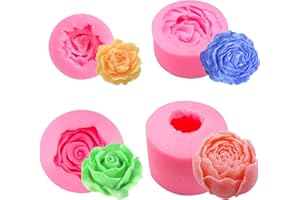 DAFENCAR 4 Stücke Silikonform Blumen, Rosa Silikonform Rose, 4 Verschiedene Muster Silikonform Blume, Silikonformen Blumen Geeignet für Kuchendekoration Schokolade Kerzen Süßigkeiten Seife (4 Größe)