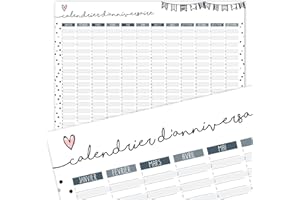 YOUNIKAT Calendrier d'anniversaire Confetti I DIN A3 I en français indépendant de l'année I Calendrier permanent pour filles femmes bureau colocation toute la famille I dv709