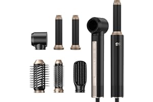 ATOPSKINS 6 in 1 Warmluftbürste Haarstyler 110000 RPM Hair Dryer Brush Air Styler Set, Ionen Haartrockner mit Föhn, Links Rechts Lockenstab, Rundbürstenföhn, Stylingbürsten,Air Styler Thermal Brush, Glättbürste