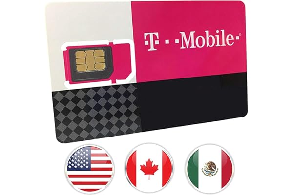 T-Mobile Carte SIM prépayée - 30 Go de données Internet pour Les États-Unis, 5 Go d'itinérance Gratuite au Canada et au Mexique - Appels et SMS illimités (30 Jours)