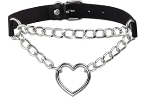 JJDreams Punk Goth Heart Ring Choker Vintage Necklace Collar with Chain Women Jewelry