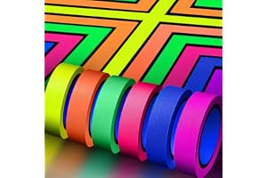 6 rullar fluorescerande UV-neonband för svart ljus, fliptejp, svartreaktivt band, glöd i det mörka bandet, för semesterdekorationer, hantverk (2 cm x 30 m)