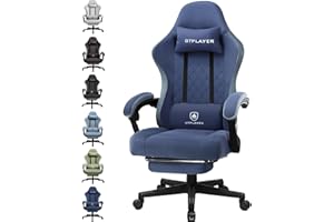 GTPLAYER Silla de Tela para Juegos con reposapiés, Silla de Escritorio para computadora con cojín de Resorte de Bolsillo, Silla de Oficina en casa, Silla ergonómica de Respaldo Alto, Soporte Lumbar,