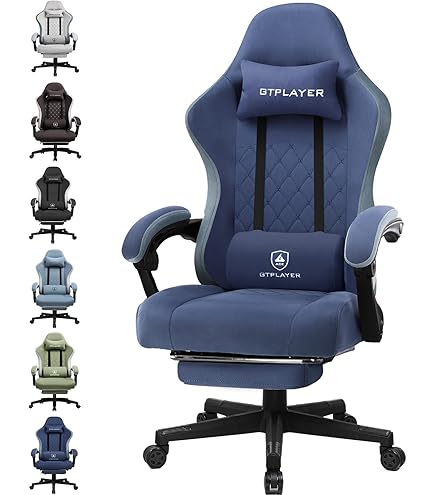 Dowinx Gamingstoel, ademende stoffen computerstoel met pocketveerkussen, comfortabele bureaustoel met gelpad en opbergtas, massagestoel met voetsteun, groen