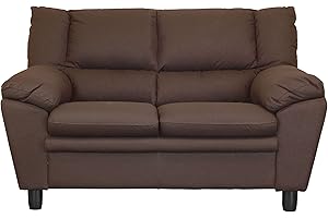 Totò Piccinni Divano Similpelle effetto Nabuk Imbottito con Braccioli (Old Brown, 2 Posti)