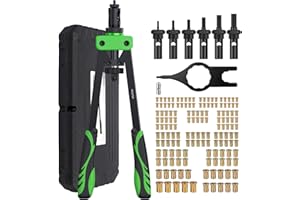 Proster Zestaw narzędzi do nakrętek nitowych o dużej wytrzymałości 35,5 cm z 150 szt. M3 M4 M5 M6 M8 M10 nakrętki nitów i 6 szt. trzpieni metrycznych zestaw nasadek do nitów ze stali stopowej o