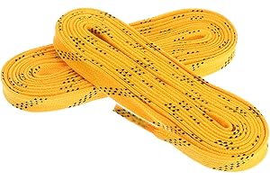 BESPORTBLE 1 Pair Waxed Skate Hockey Laces Heavy Duty Perfect for Roller Roller Derby Hockey and Ice Skates and Boots 96 Inch (Yellow)