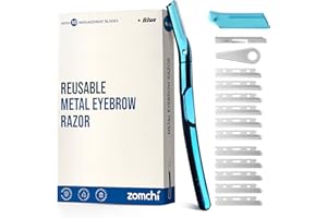 ZOMCHI Brzytwa do brwi ZOMCHI, maszynki do golenia dla kobiet i mężczyzn, trymer do brwi z precyzyjną osłoną, golarka do twarzy z 6 ostrzami (Niebieska)