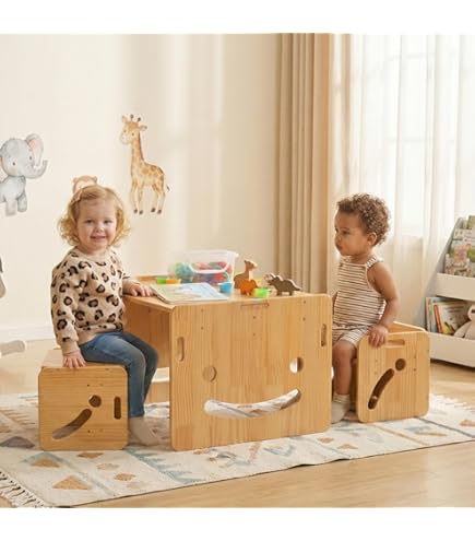 VEVOR Set tafel en stoelen voor voedseldiversificatie voor kinderen