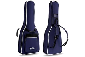 ROCKTILE Funda Clásica para Guitarra 1/2 (Gigbag Acolchado, Arnés De Mochila, 2 Bolsillos Exteriores) Azul