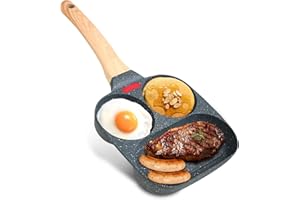 KITDAHOM Padella per Pancake e Uova Fritte - Padella Pancake Induzione, Rivestimento antiaderente minerale, Alluminio, per Induzione e Gas, 2 per Uova e 1 per Prosciutto o Bistecca