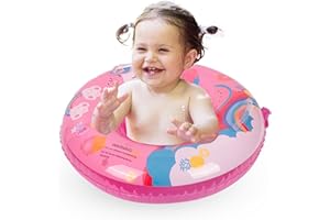 ZSYIULIA Baby Swimming Float, Baby Inflatable Pool Float with Seat for 6-36 Months, Baby Girl Inflatable Baby Swimming Ring Pool Float for Infant Toddler Kids 1-3 Years (Rainbow Unicorn)