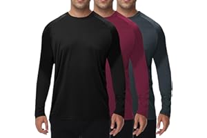 BOOJO 3er Pack Langarmshirt Herren UPF50+UV Schnelltrocknend Longsleeve Atmungsaktiv Sport Funktionsshirt Gym Langarm Laufshirt für Männer