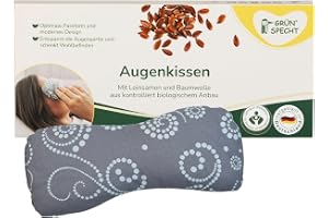 Grön ekologisk ögonkudde med linfröfyllning, avslappning av trötta ögon, kylande, överdrag av 100% bomull (kbA), för yoga/meditation, grå (151-V2)