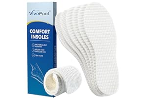 VivoFoot 3 Pairs Anti Odour Cotton Insoles, Breathable Terry Barefoot Odour Eating Inserts, Cut-to-Size Everyday Comfort Repl