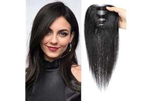 GULALUUK Hair Toppers for Women Real Human Hair Toppers Hair Pieces for Women with Thinning Hair Human Hair Toppers 10 Inch Hair Topper for Thinning Hair Human Hair Top Hairpieces human hair Natural Black
