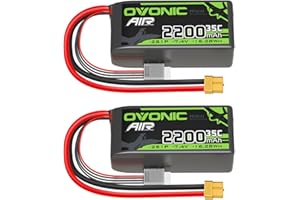 OVONIC 2S Lipo akumulator 35C 2200 mAh 7,4 V akumulator Short Pack z wtyczką XT60 do helikoptera lotniczego, specjalnie do samolotów 1:14 RC Car RC (2 szt.)