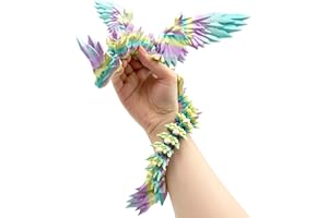 JoryHeim XXL 3D Drache mit Flügeln, 45cm Macaron Drachen Spielzeug, 3D Gedruckter Drache Deko, Realistischer Dragon für Kinder & Sammler