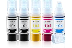 Osinkjet Tinte 104 4-Colour Multipack, Druckerpatronen 104 Set Kompatibel für Epson Ecotank ET-2870 ET-4800 ET-2810 ET-2812 ET-2820 ET-2856 ET-2861 ET-2871 ET-2826 ET-2864(Schwarz, C, M, Gelb)