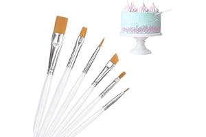 Heveer Pinceaux à Gâteau Fondant Pinceaux Patisserie de Décoration Outils pour Gâteau Biscuit Dessert Chocolat DIY Blanc 6 Pièces
