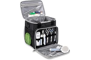 BABEYER Dog Grooming Bag, Dog Grooming Supplies Organizer Tote Bag for Pet Grooming Tool Kit Accessories, Black