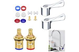 FENGQQKJ Set di 2 valvole di ricambio per rubinetto miscelatore cartuccia di ricambio 1/4 di giro cartuccia rubinetto di ricambio per rubinetto da cucina valvole di ricambio maniglie per rubinetto di ricambio