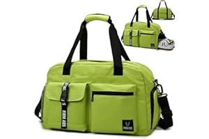 DBPBToU Torba sportowa dla kobiet i mężczyzn, torba podróżna z kieszenią na buty, torba treningowa z kieszenią na mokre powietrze, wodoszczelna torba weekendowa, może być używana jako torba na